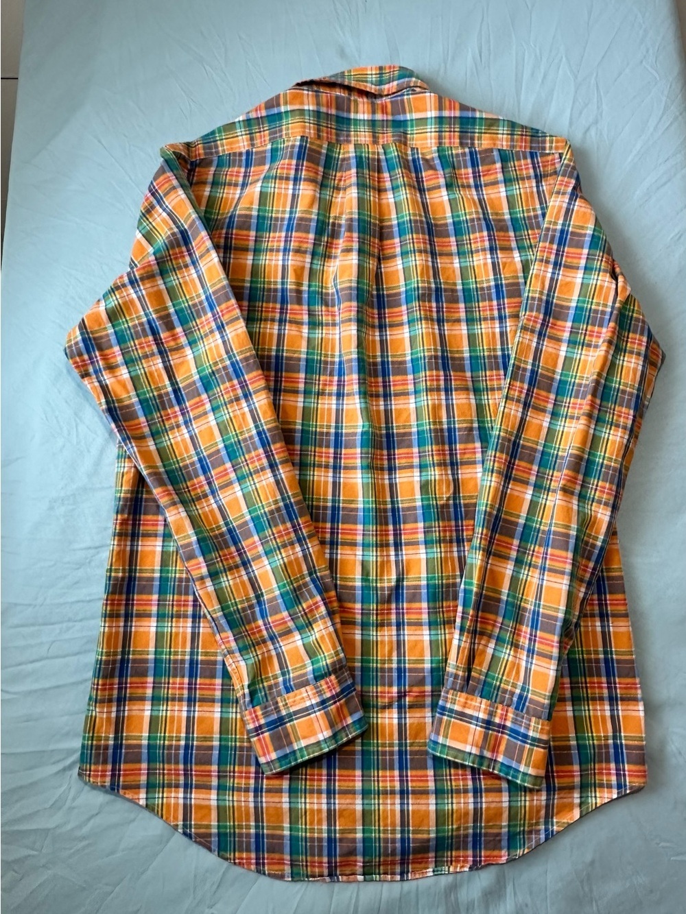 Ralph Lauren Custom Fit Plaid Button-Down Shirt | Orange Multi | S - Picture 3 of 5
